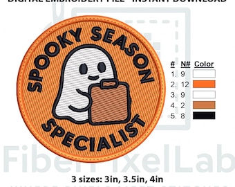Spooky Season Ghost Stickdatei, Halloween-Spezialist (Digitale Datei)