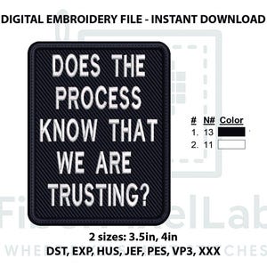 Does the Process Know Quote Embroidery Design – Instant Download