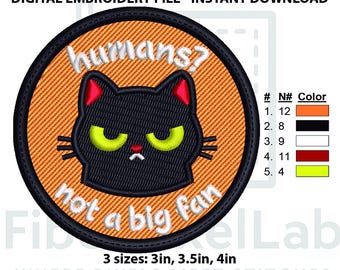 Black Cat Sarcastic Humor Embroidery Design – Instant Download