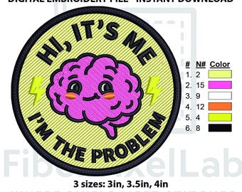 Funny Brain Patch Psychology Humor Embroidery Design – Instant Download