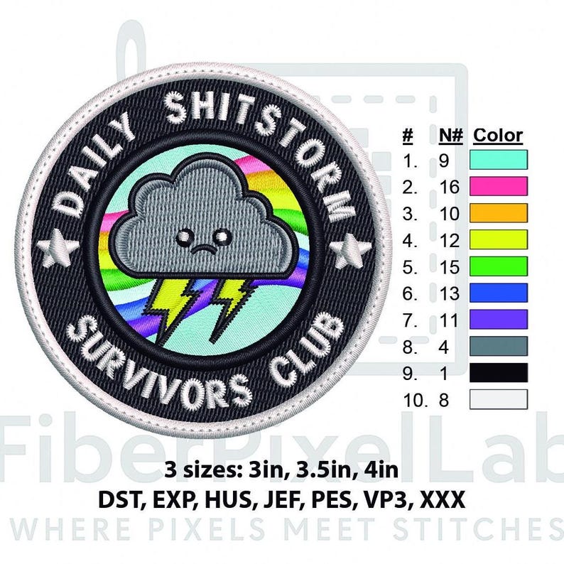 Funny Patch Daily Shitstorm Embroidery Design – Digital File for ...