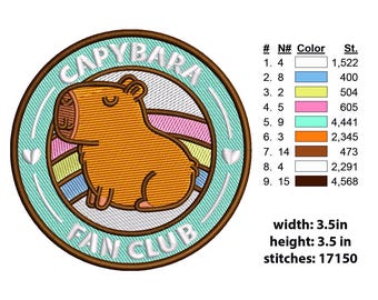 Capybara Embroidery Design Pack – 4 Digital Files for Instant Download