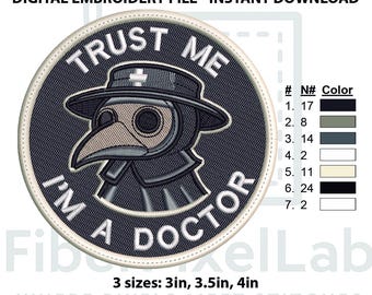 Plague Doctor Gothic Patch Embroidery Design – Instant Download