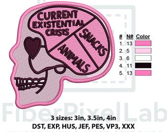 Funny Brain Pie Chart Embroidery Design – Digital File for Instant Download