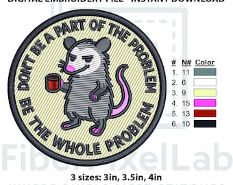 Lustiges Opossum Aufnäher Stickdatei, zum sofortigen Download