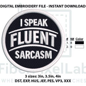 Sarcastisch citaat patch vloeiend sarcasme borduurontwerp – direct downloaden