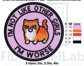Grumpy Cat Funny Quote Embroidery Design – Instant Download