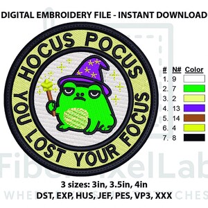 Lustiger Frosch Zauberer Patch sarkastisches Stickmuster, sofort herunterladen