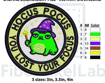Funny Frog Wizard Patch Sarcastic Embroidery Design – Instant Download