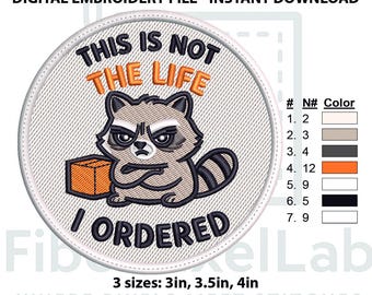 Sarcastic Raccoon Quote Embroidery Design – Instant Download