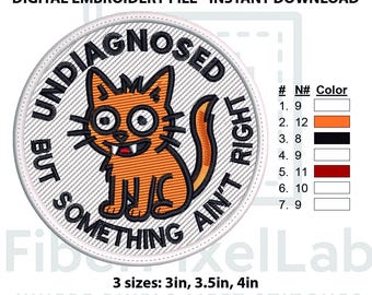 Funny Cat Mental Health Embroidery Design – Instant Download