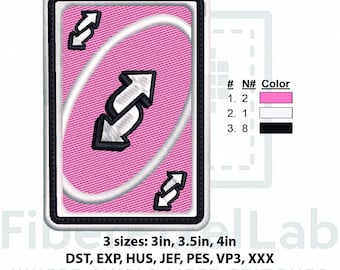 Pink Reverse Card Embroidery Design: 3-4in Hoop Sizes (Digital File, PES DST Format