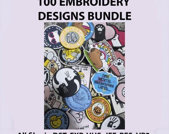 100 Embroidery Designs Bundle: Machine Embroidery Patterns (7 Formats)