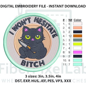 Lustige Frosch-Messer-Stickdatei: lustiges Stickmuster (Digitale Datei)