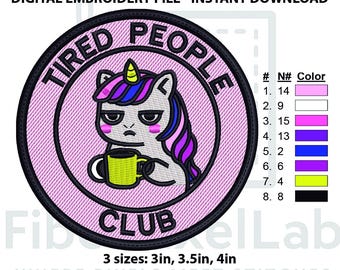 Unicorn Coffee Sarcastic Patch Embroidery Design – Instant Download