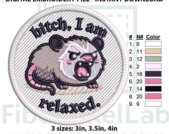 Angry Opossum Funny Quote Embroidery Design – Instant Download