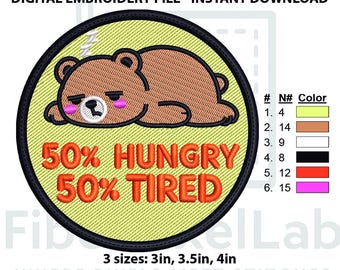 Sleepy Bear Funny Quote Embroidery Design – Instant Download