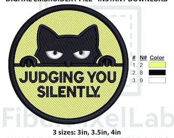 Black Cat Sarcastic Quote Embroidery Design – Instant Download