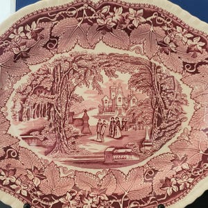 Mason&#39;s patent ironstone Vista England Permanent Color 13 x 10.5&quot; Oval Deep Red