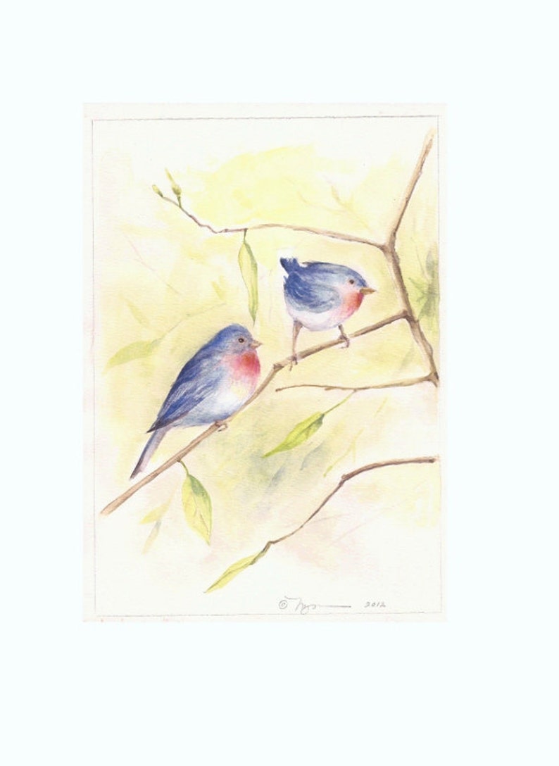 Bluebirds Print of Watercolor Painting 8x10 - Etsy