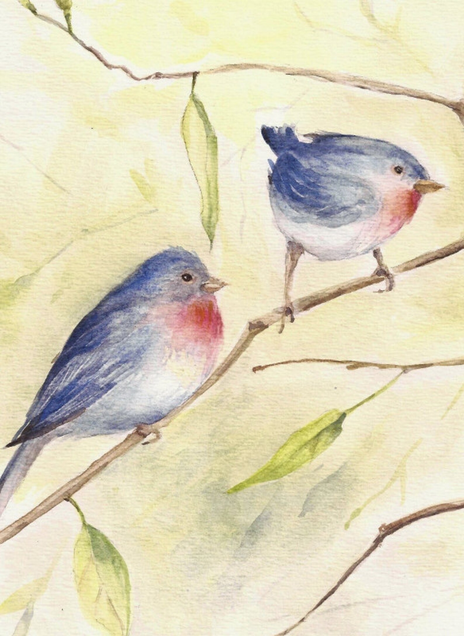 Bluebirds Print of Watercolor Painting 8x10 - Etsy