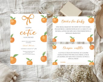 Modèle pour baby shower Little Cutie | Invitation Une petite mignonne est en route | Invitation baby shower mignonne sur toile