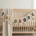 Personalized Yarn Letter Canvas Banner, Name Bunting Banner, Nursery decor product logo