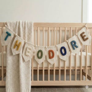 Canvasbanner met gepersonaliseerde garenletter, banner met naamslinger, decoratie kinderkamer