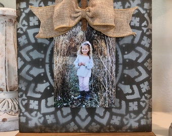 Chunky Farmhouse Photo Frame in Dark Gray, Light Gray and Walnut made to hold a 5x7 vertical, 8x8, or 8x10 horizontal photo