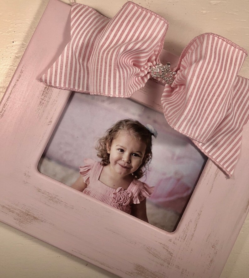 Distressed 4x6 Light Pink Photo Frame with Pink and White Etsy