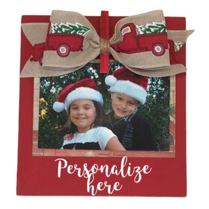 Christmas Vintage Truck Personalized Photo Clip Frame in Red with free shipping