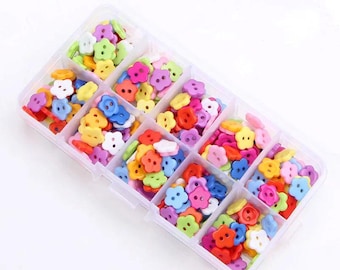 100 Plum Blossom Flower Buttons – Colorful Resin Sewing Embellishments