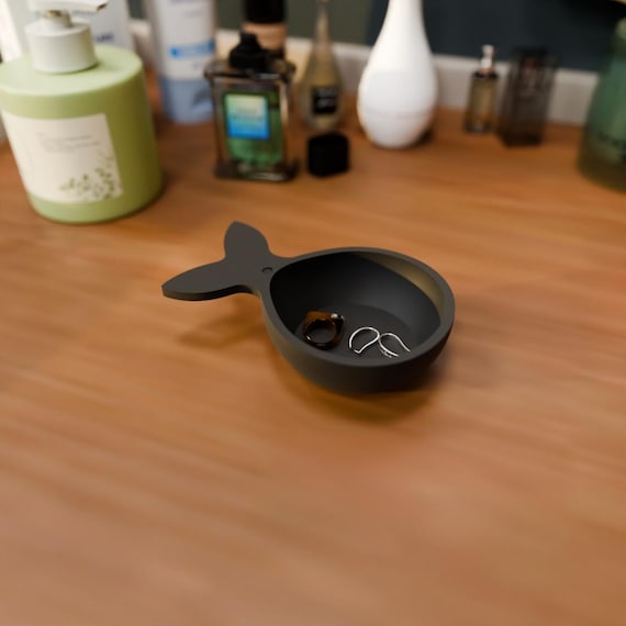 Coastal Fish Shape Ring Holder 3D Printed Whale Tail Jewelry