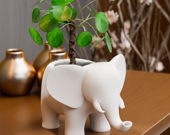 Resin Coated Elephant Planter | Good Luck Animal Pot | 3D Printed Whimsical Decor
