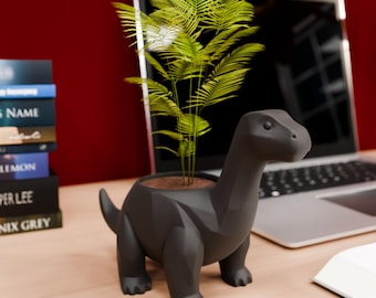 Resin Coated Dino Planter | 3D Printed Dinosaur Pot Decor