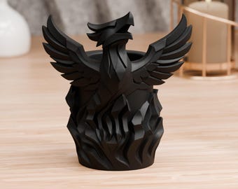 Resin Coated Phoenix Planter & Pen Holder - Mythical 3D Printed Desk Art