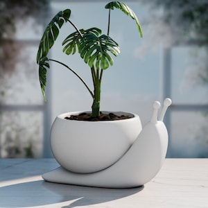 Hartsbelagd snigelplanter | 3D-printad suckulentkruka | Nyckfull skrivbordsdekoration