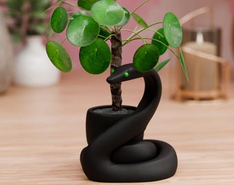 Coiled Snake Resin Coated Planter | 3D Printed Reptile Decor