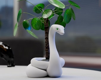 Resin Coated Elegant Snake Planter | 3D Printed Serpent Pot | Unique Gothic Desk Decor