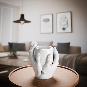 3D Printed Holding Hands Vase: Modern Minimalist Sculpture