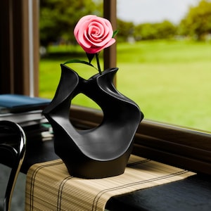 3D gedruckte abstrakte Welle Vase | Moderne skulpturale Dekoration | Einzigartiges gebogenes Kunststück | Zeitgenössischer Tischakzent | Erhältlich in 6 Farben