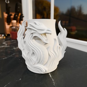 3D Printed Black Dragon Vase: Fantasy Decor Organizer