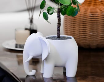 Jardinière éléphant enduite de résine | Pot porte-bonheur | Décoration fantaisiste imprimée en 3D