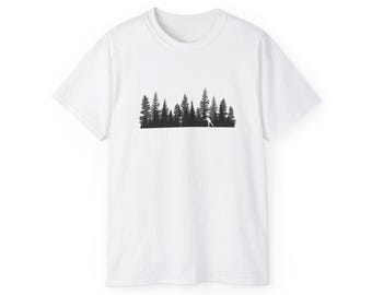 Camiseta de golf de disco con silueta de bosque • Camiseta de naturaleza