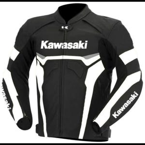 Men Kawasaki Racing Black Motorcycle Riding Gear CE Armored Biker Real Cowhide Leather Jacket, Motorbike Racing Leather Jacket, Gift for Him