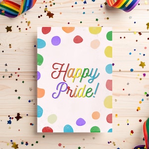 Carte de fierté heureuse de Zazzle.be Liste d'envies Vous avez des idées ? Carte de voeux arc-en-ciel LGBTQ+ | Carte de fierté numérique ou imprimable | L'amour est une carte d'amour | Carte de célébration queer inclusive