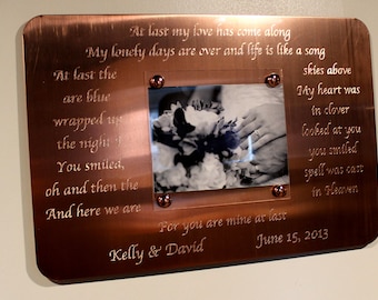 Copper 7th Anniversary Gift - ANY SONG Engraved - Personalized Anniversary Gift, Copper Picture Frame With First Dance Lyrics or Vows