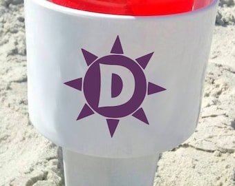 Beach Cup Holder,  Monogrammed Sunburst Drink Spiker - Holds Your Beverage in the Sand, Personalized Spring Break Gift, Sand Spike
