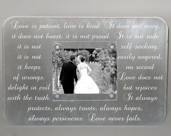 First Corinthians Engraved Wedding Frame 1 Corinthians 13 - Solid Metal Picture Frame, Birthday Gift, Anniversary