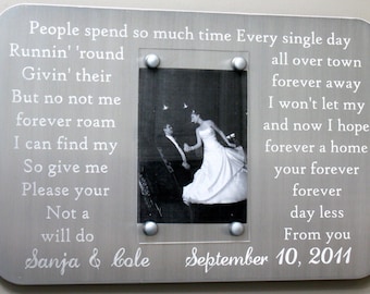 Engraved Steel Anniversary Picture Frame: Personalized Wedding Vows Gift